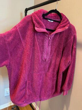 JOYLAB - fleece half zip pullover jacket, fuchsia, size X-Large